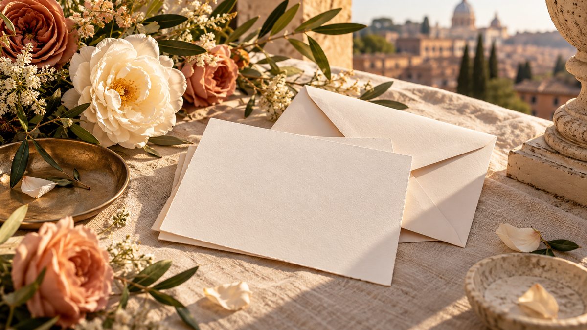 Blank wedding congratulations cards and envelopes with flowers